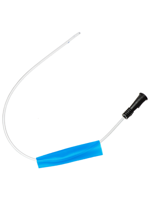 Standard Male Nelaton Catheter PVC Blue Sleeve 40cm 10FR, Black