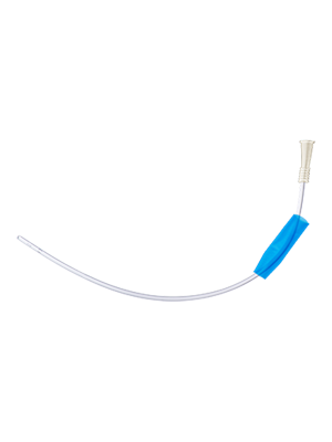 Nelaton Catheter Standard Male Blue Sleeve 40cm PVC 12FR, White