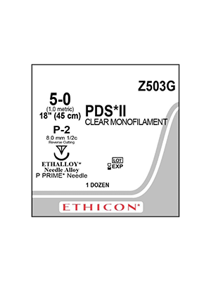 PDS® II Polydioxanone Suture Undyed, 5-0 45cm P-2 8mm - Box/12