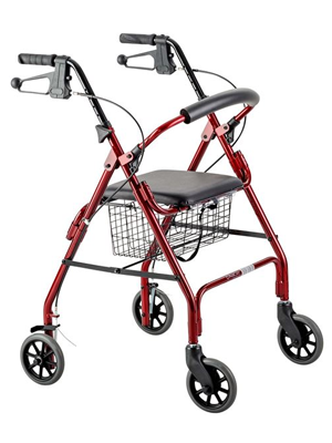 Days Seat Walker with Handbrakes and Curved Backrest Red - Box/2