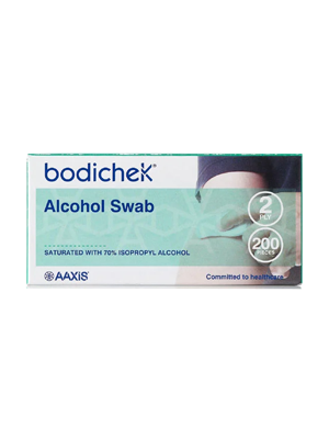 Alcohol Non-Woven Swabs 70% Isopropyl Alcohol, Bodichek 2 Ply