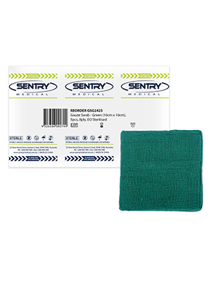 Sterile Green Gauze Swabs Highly Absorbent 10x10cm – Pkt/5