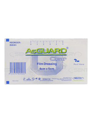 AsGUARD® Clear+ Film Island Waterproof Sterile Dressing 4x5cm – Box/50