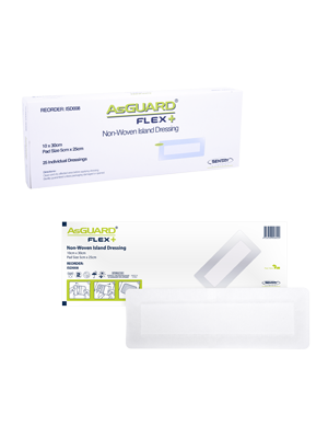 AsGUARD® Flex+ Non-Woven Island Dressing Sterile 10x30cm - Box/25