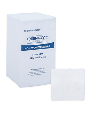 Non-Woven Swabs Non-Sterile White 4ply 5cm X 5cm – Pkt/100