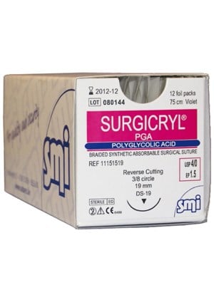 SURGICRYL PGA 4/0 19MMX75CM 12