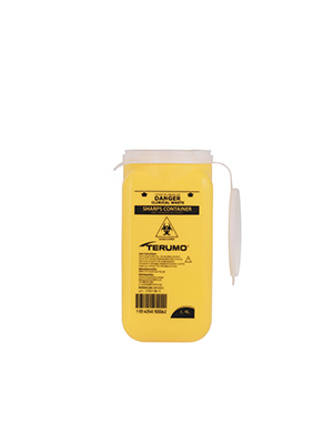 One Piece Sharps Container With Clip Lid 1.4L