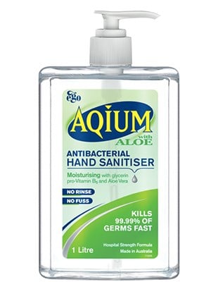 Aqium Antibacterial Hand Sanitiser with Aloe Vera,  1L - Each