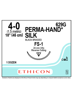 PERMA-HAND* SILK Sutures Black 45cm 4-0 FS-1 24mm - Box/12