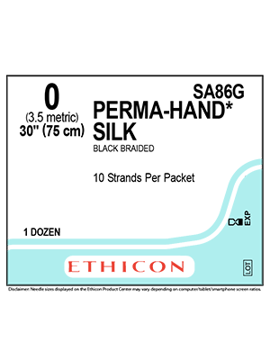 PERMA-HAND* Silk Sutures Black 75cm 0 Non Needled - Box/12