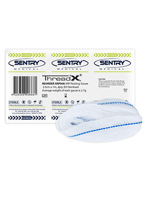 ThreadX® XRD Packing Gauze, Sterile, 4ply 2.5cm x 1m 