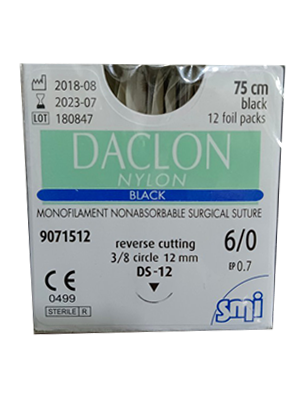 Daclon Nylon Suture 6/0 RC 12mm 75cm - Box/12