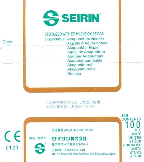 SEIRIN NEEDLES - J-TYPE 0.20 X 30MM - Box/100