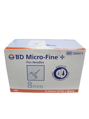 BD Micro-Fine Insulin Pen Needles 31G x 8mm - Box/100