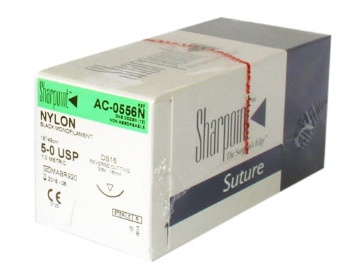 Nylon Suture 5/0 45cm DS16 - Box/12