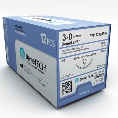 DemeLENE Poly Suture 2/0 15mm 3/8 R/C 45cm - Box/12