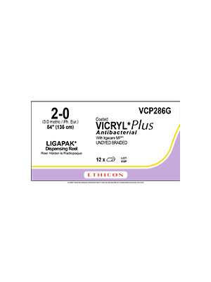 Coated VICRYL* Plus Antibacterial Sutures Absorbable Undyed 2-0 135cm - Box/12