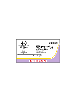 Coated VICRYL* Plus Antibacterial Sutures Absorbable Undyed 4-0 70cm - Box/36