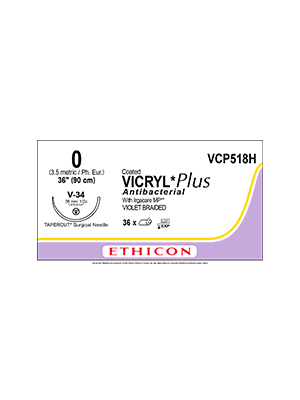 Coated VICRYL* Plus Antibacterial Sutures Absorbable Violet 0 90cm - Box/36