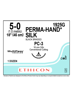 PERMAHAND® Silk Non-Absorbable Suture, Black 5-0 16mm 3/8- Box/12