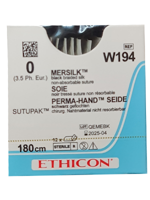 PERMA-HAND* Silk Sutures Black 180cm 0 Non Needled - Box/12