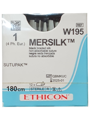 PERMA-HAND* Silk Sutures Black 180cm 1 Non Needled - Box/12