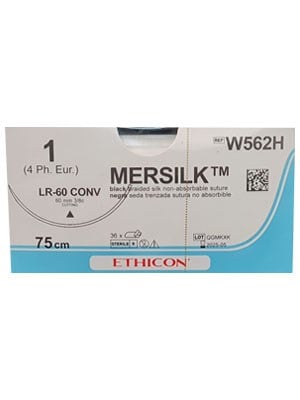 PERMA-HAND* Silk Sutures Black 75cm 1 LR-60 60mm - Box/36