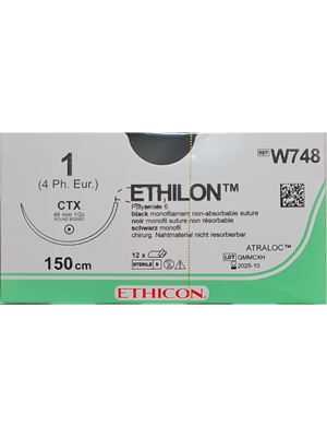 ETHILON* Nylon Black 150cm 1 CTX 48mm – Box/12