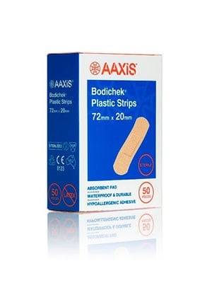 AAXIS® Bodicheck® Plastic Adhesive Strips Sterile 72 x 20mm - Each/50