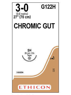 CHROMIC GUT Sutures Undyed 70cm 3-0 SH 26mm - Box/36