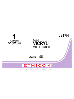 Coated VICRYL® Sutures Absorbable Violet 1 135cm - Box/36