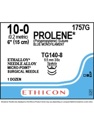 PROLENE* Polypropylene Sutures Blue 15cm 10-0 TG140-8 - Box/12