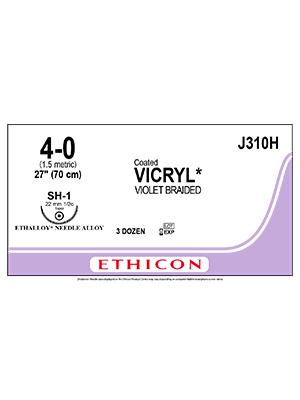 Coated VICRYL® Absorbable Sutures Violet 4-0 70cm - Box/36