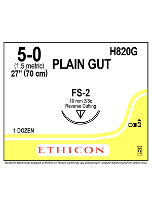 PLAIN GUT Sutures Yellowish Tan 70cm 5-0 FS-2 19mm - Box/12