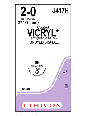 Coated VICRYL® Absorbable Sutures Absorbable Undyed 2-0 70cm - Box/36