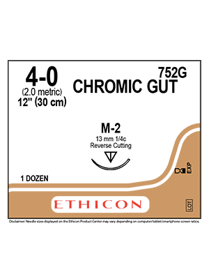 CHROMIC GUT Sutures Undyed 30cm 4-0 M-2 13mm - Box/12