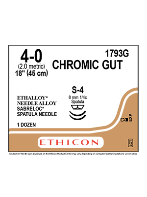 CHROMIC GUT Sutures Undyed 45cm 4-0 S-4 8mm - Box/12