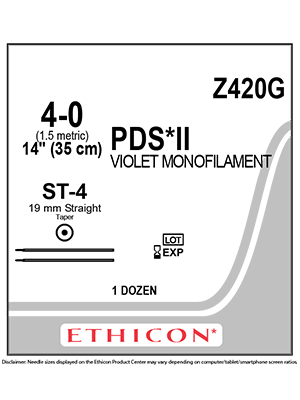 PDS*II Sutures Absorbable Violet 4-0 35cm - Box/12