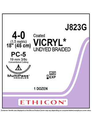 Coated VICRYL® Sutures Absorbable Undyed 4-0 45cm - Box/12