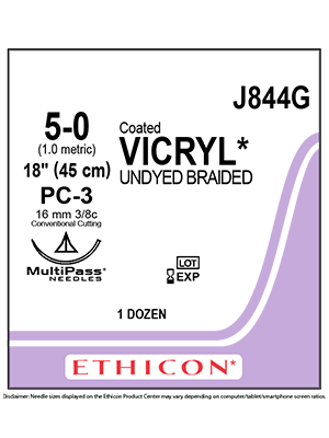 Coated VICRYL® Sutures Absorbable Undyed 5-0 45cm - Box/12