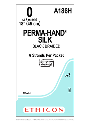 PERMA-HAND* Silk Sutures Black 45cm 0 No Needle - Box/36