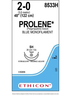 PROLENE* Polypropylene Blue 122cm 2-0 SH 26mm - Box/36