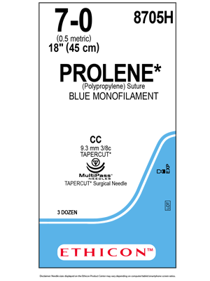 PROLENE® Polypropylene Blue 45cm 7-0 CC - Box/36