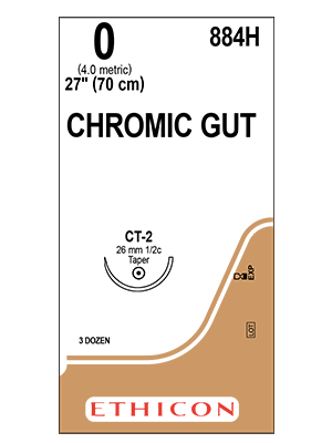 Surgical Gut Suture (Chromic) Undyed 70cm 0 CT-2 26mm - Box/36