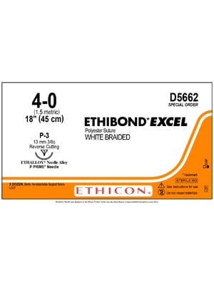 ETHIBOND* EXCEL Sutures White 45cm 5-0 P-3 13mm - Box/36