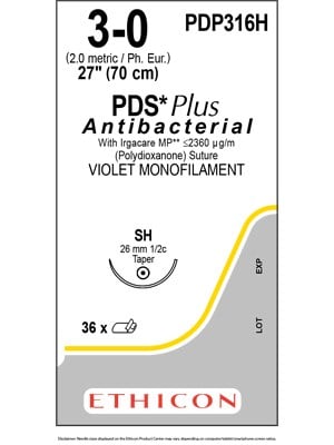 PDS® Plus Antibacterial Suture Violet 3-0 70cm - Box/36