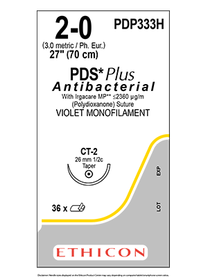 PDS® Plus Antibacterial Suture Violet 2-0 70cm CT-2 26mm - Box/36