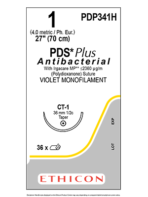 PDS® Plus Antibacterial Suture Violet 1 70cm CT-1 36mm - Box/36