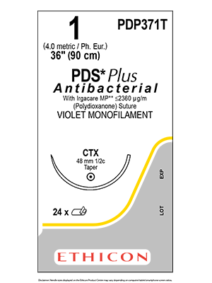 PDS® Plus Antibacterial Sutures Absorbable Violet 1 90cm - Box/24