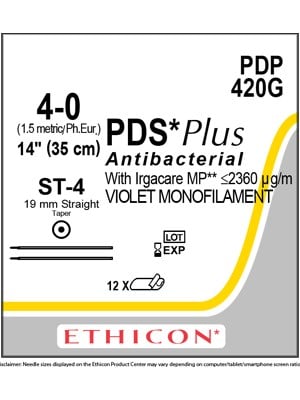 PDS® Plus Antibacterial Suture Absorbable Violet 4-0 35cm - Box/12